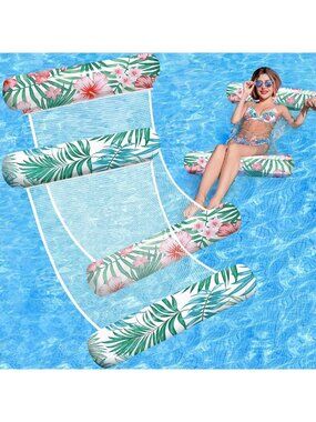 2 Pack Inflatable Pool Floats - 4-in-1 Multi-Purpose Rafts & Loungers for Adults